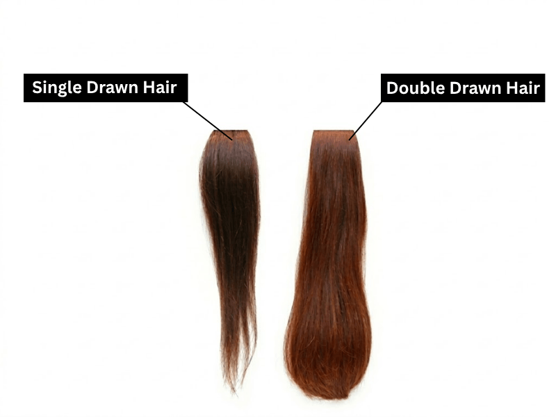single drawn and double drawn hair